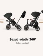 QPlay Tricicleta pentru copii Comfo Max Negru ultrapliabila scaun pivotant roti eva spatar reglabil