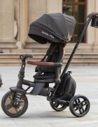 QPlay Tricicleta pentru copii Comfo Max Negru ultrapliabila scaun pivotant roti eva spatar reglabil