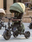 QPlay Tricicleta pentru copii Comfo Max Verde ultrapliabila scaun pivotant roti eva spatar reglabil