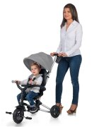 QPlay Tricicleta pentru copii Nova Gri ultrapliabila roti Eva cadru din aluminiu scaun rotativ sistem roata si ghidon liber varsta 10 luni+