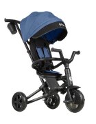 QPlay Tricicleta pentru copii Nova Niello Albastru ultrapliabila cu cadru din aluminiu sezut reversibil 360 spatar reglabil suport pentru picioare roti din cauciuc Eva de la 10 luni pana la 25 kg