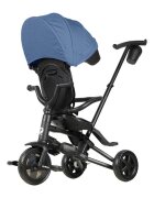 QPlay Tricicleta pentru copii Nova Niello Albastru ultrapliabila cu cadru din aluminiu sezut reversibil 360 spatar reglabil suport pentru picioare roti din cauciuc Eva de la 10 luni pana la 25 kg