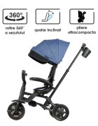 QPlay Tricicleta pentru copii Nova Niello Albastru ultrapliabila cu cadru din aluminiu sezut reversibil 360 spatar reglabil suport pentru picioare roti din cauciuc Eva de la 10 luni pana la 25 kg