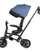 QPlay Tricicleta pentru copii Nova Niello Albastru ultrapliabila cu cadru din aluminiu sezut reversibil 360 spatar reglabil suport pentru picioare roti din cauciuc Eva de la 10 luni pana la 25 kg