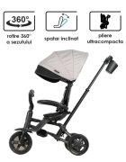 QPlay Tricicleta pentru copii Nova Niello Gri ultrapliabilacu cadru din aluminiu sezut reversibil 360 spatar reglabil suport pentru picioare roti din cauciuc Eva de la 10 luni pana la 25 kg