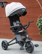 QPlay Tricicleta pentru copii Nova Niello Gri ultrapliabilacu cadru din aluminiu sezut reversibil 360 spatar reglabil suport pentru picioare roti din cauciuc Eva de la 10 luni pana la 25 kg