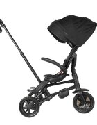 QPlay Tricicleta pentru copii Nova Niello Negru ultrapliabila cu cadru din aluminiu sezut reversibil 360 spatar reglabil suport pentru picioare roti din cauciuc Eva de la 10 luni pana la 25 kg