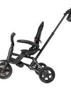 QPlay Tricicleta pentru copii Nova Niello Negru ultrapliabila cu cadru din aluminiu sezut reversibil 360 spatar reglabil suport pentru picioare roti din cauciuc Eva de la 10 luni pana la 25 kg