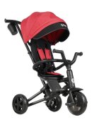 QPlay Tricicleta pentru copii Nova Niello Rosu ultrapliabila cu cadru din aluminiu sezut reversibil 360 spatar reglabil suport pentru picioare roti din cauciuc Eva de la 10 luni pana la 25 kg