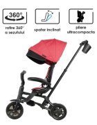 QPlay Tricicleta pentru copii Nova Niello Rosu ultrapliabila cu cadru din aluminiu sezut reversibil 360 spatar reglabil suport pentru picioare roti din cauciuc Eva de la 10 luni pana la 25 kg