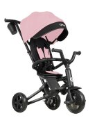 QPlay Tricicleta pentru copii Nova Niello Roz ultrapliabila cu cadru din aluminiu sezut reversibil 360 spatar reglabil suport pentru picioare roti din cauciuc Eva de la 10 luni pana la 25 kg