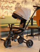 QPlay Tricicleta pentru copii Nova Niello Roz ultrapliabila cu cadru din aluminiu sezut reversibil 360 spatar reglabil suport pentru picioare roti din cauciuc Eva de la 10 luni pana la 25 kg
