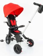 QPlay Tricicleta pentru copii Nova Rosu ultrapliabila roti Eva cadru din aluminiu scaun rotativ sistem roata si ghidon liber varsta 10 luni+