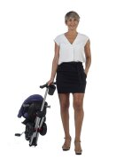 QPlay Tricicleta pentru copii Nova Rubber Albastru Inchis ultrapliabila de la 10 luni greutate scazuta cadru de aluminiuscaun rotativ roti din cauciuc plin
