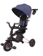 QPlay Tricicleta pentru copii Nova Rubber Albastru Inchis ultrapliabila de la 10 luni greutate scazuta cadru de aluminiuscaun rotativ roti din cauciuc plin