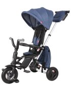QPlay Tricicleta pentru copii Nova Rubber Albastru Inchis ultrapliabila de la 10 luni greutate scazuta cadru de aluminiuscaun rotativ roti din cauciuc plin