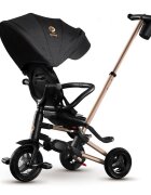 QPlay Tricicleta pentru copii Nova Rubber Gold Limited Edition ultrapliabila cu scaun rotativ pozitie de somn 2 suporturi de picioare roti din cauciuc copertina cu protectie UV si cadru de aluminiu anodizat in culoarea a