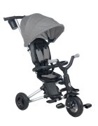 QPlay Tricicleta pentru copii Nova Rubber Gri ultrapliabila de la 10 luni greutate scazuta cadru de aluminiuscaun rotativ roti din cauciuc plin