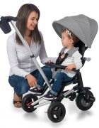 QPlay Tricicleta pentru copii Nova Rubber Gri ultrapliabila de la 10 luni greutate scazuta cadru de aluminiuscaun rotativ roti din cauciuc plin