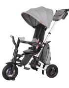 QPlay Tricicleta pentru copii Nova Rubber Gri ultrapliabila de la 10 luni greutate scazuta cadru de aluminiuscaun rotativ roti din cauciuc plin
