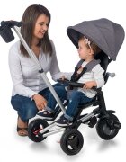 QPlay Tricicleta pentru copii Nova Rubber Negru ultrapliabila de la 10 luni greutate scazuta cadru de aluminiuscaun rotativ roti din cauciuc plin