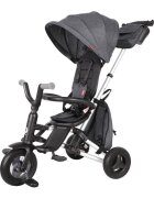 QPlay Tricicleta pentru copii Nova Rubber Negru ultrapliabila de la 10 luni greutate scazuta cadru de aluminiuscaun rotativ roti din cauciuc plin