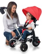 QPlay Tricicleta pentru copii Nova Rubber Rosu ultrapliabila de la 10 luni greutate scazuta cadru de aluminiuscaun rotativ roti din cauciuc plin