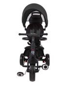 QPlay Tricicleta pentru copii Rito+ Negru pliabila cu spatar reglabil cu pozitie de somn 2 tipuri de suporti pentru picioarecopertina cu protectie UV si roti din cauciuc Eva
