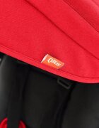 QPlay Tricicleta pentru copii Rito+ Rosu pliabila cu spatar reglabil cu pozitie de somn 2 tipuri de suporti pentru picioarecopertina cu protectie UV si roti din cauciuc Eva