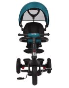 QPlay Tricicleta pentru copii Rito Rubber Albastru Deschis cu roti din cauciuc pliabila maner telescopic sistem roata libera si greutate maxim suportata 25 kg
