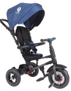QPlay Tricicleta pentru copii Rito Rubber Albastru Inchis cu roti din cauciuc pliabila maner telescopic sistem roata libera si greutate maxim suportata 25 kg