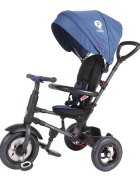 QPlay Tricicleta pentru copii Rito Rubber Albastru Inchis cu roti din cauciuc pliabila maner telescopic sistem roata libera si greutate maxim suportata 25 kg