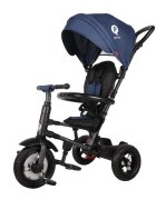 QPlay Tricicleta pentru copii Rito Rubber Albastru Inchis cu roti din cauciuc pliabila maner telescopic sistem roata libera si greutate maxim suportata 25 kg