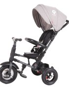 QPlay Tricicleta pentru copii Rito Rubber Gri cu roti din cauciuc pliabila maner telescopic sistem roata libera si greutate maxim suportata 25 kg