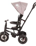 QPlay Tricicleta pentru copii Rito Rubber Gri cu roti din cauciuc pliabila maner telescopic sistem roata libera si greutate maxim suportata 25 kg