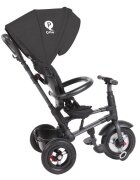 QPlay Tricicleta pentru copii Rito Rubber Negru cu roti din cauciuc pliabila maner telescopic sistem roata libera si greutate maxim suportata 25 kg