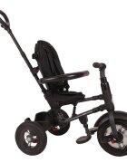 QPlay Tricicleta pentru copii Rito Rubber Negru cu roti din cauciuc pliabila maner telescopic sistem roata libera si greutate maxim suportata 25 kg