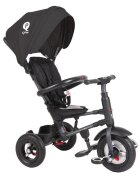 QPlay Tricicleta pentru copii Rito Rubber Negru cu roti din cauciuc pliabila maner telescopic sistem roata libera si greutate maxim suportata 25 kg