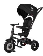 QPlay Tricicleta pentru copii Rito Rubber Negru cu roti din cauciuc pliabila maner telescopic sistem roata libera si greutate maxim suportata 25 kg
