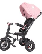 QPlay Tricicleta pentru copii Rito Rubber Roz cu roti din cauciuc pliabila maner telescopic sistem roata libera si greutate maxim suportata 25 kg