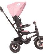 QPlay Tricicleta pentru copii Rito Rubber Roz cu roti din cauciuc pliabila maner telescopic sistem roata libera si greutate maxim suportata 25 kg