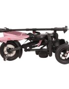 QPlay Tricicleta pentru copii Rito Rubber Roz cu roti din cauciuc pliabila maner telescopic sistem roata libera si greutate maxim suportata 25 kg