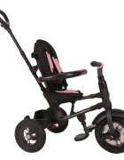 QPlay Tricicleta pentru copii Rito Rubber Roz cu roti din cauciuc pliabila maner telescopic sistem roata libera si greutate maxim suportata 25 kg