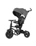 QPlay Tricicleta pentru copii Rito Star Negru pliabila cu maner cu control al directiei spatar matlasat ajustabil in 2 pozitii de la 10 luni roti din spuma Eva frana dubla si copertina XXL cu protectie UV50