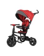 QPlay Tricicleta pentru copii Rito Star Rosu pliabila cu maner cu control al directiei spatar matlasat ajustabil in 2 pozitii de la 10 luni roti din spuma Eva frana dubla si copertina XXL cu protectie UV50