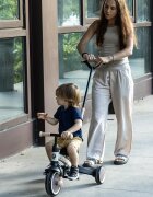 QPlay Tricicleta pentru copii Stager Maro evolutiva pliabila scaun reglabil roti Eva suport pentru picioare maner parental reglabil