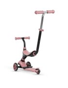 QPlay Trotineta 3in1 Sema Roz cu scaun maner telescopic si ajustabil suport pentru picioare detasabil greutate suportata 50 kg