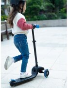 QPlay Trotineta Future albastru 3 roti cu lumini LED pliabila ghidon reglabil platforma antialunecare greutate suportata 50 kg