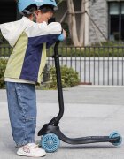 QPlay Trotineta pentru copii Sema EVO Albastru 6 in 1 multifunctionala cu scaunel maner telescopic parental inaltime ajustabila cadru din aluminiu greutate admisa 50 kg