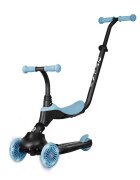 QPlay Trotineta pentru copii Sema EVO Albastru 6 in 1 multifunctionala cu scaunel maner telescopic parental inaltime ajustabila cadru din aluminiu greutate admisa 50 kg